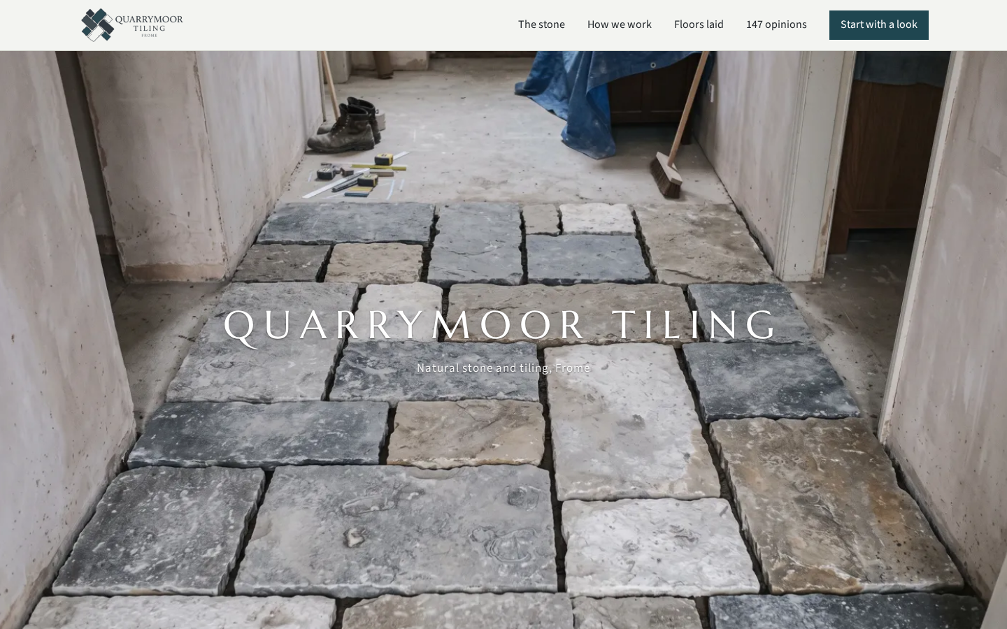 Quarrymoor Tiling home page on a desktop screen