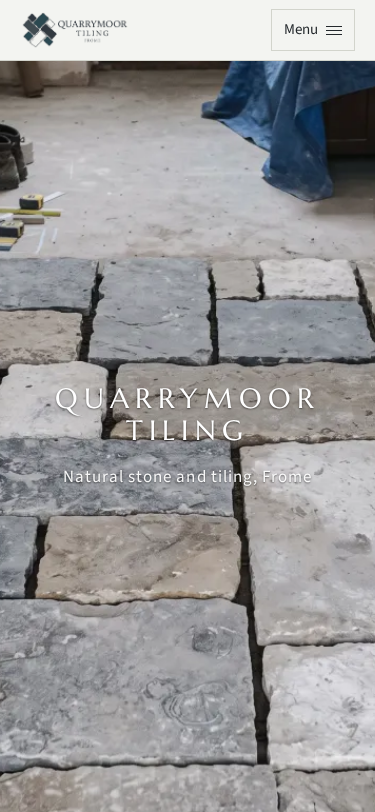 Quarrymoor Tiling home page on a phone